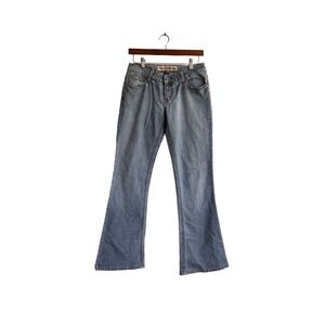 Vanilla Star Womens Low Rise Bootcut Jeans Light Wash Star Embroidery Size 5